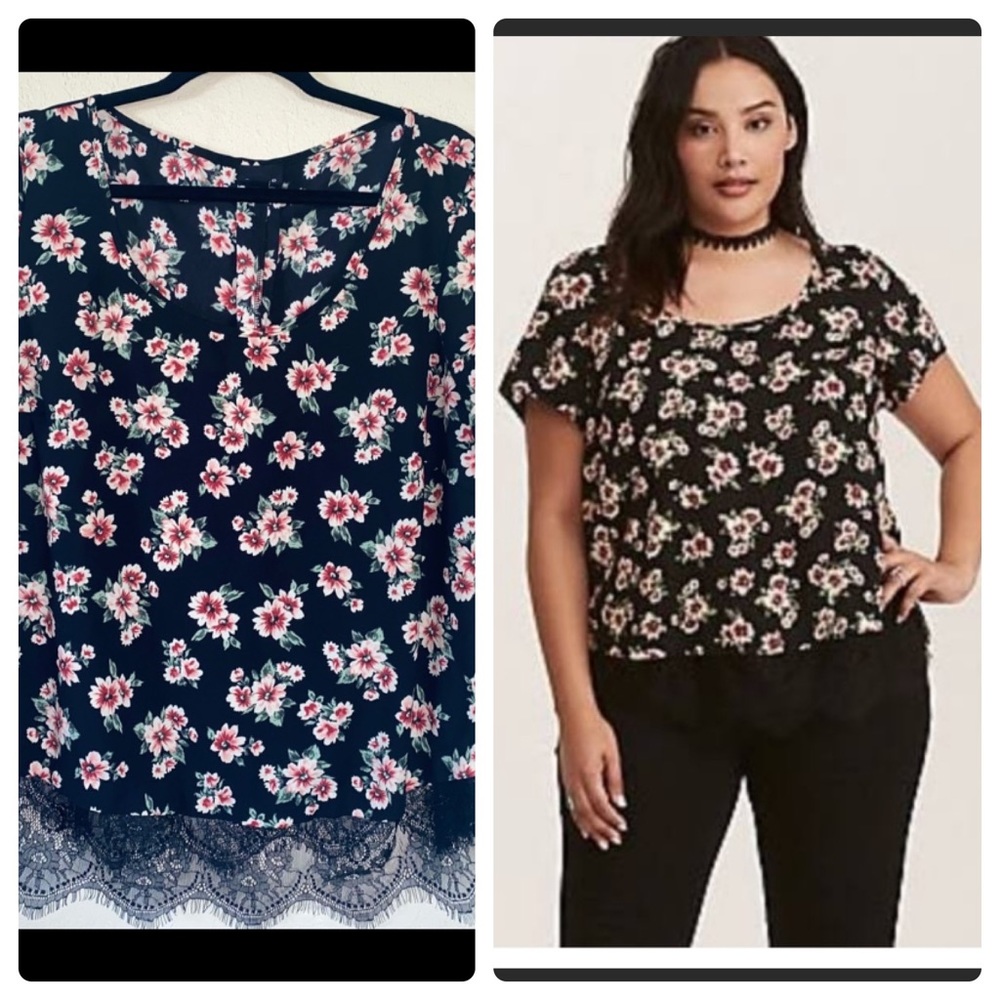 ⭐️torrid black lace floral boho blouse